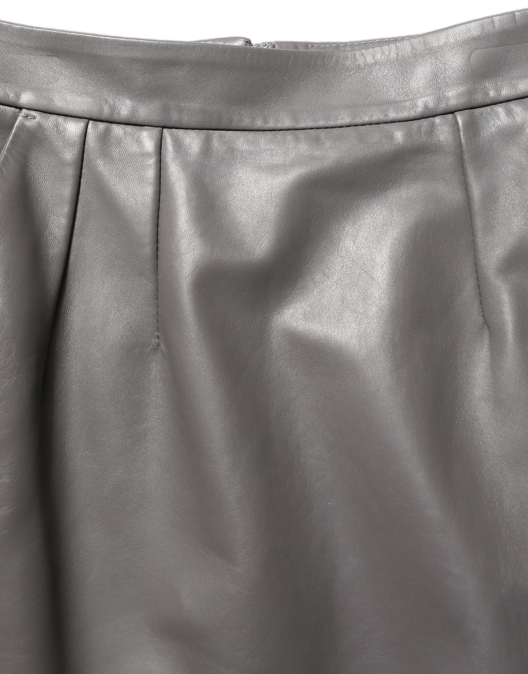 Women’s Dolce &amp; Gabbana Gray Leather High Waist Pencil Cut Midi Skirt