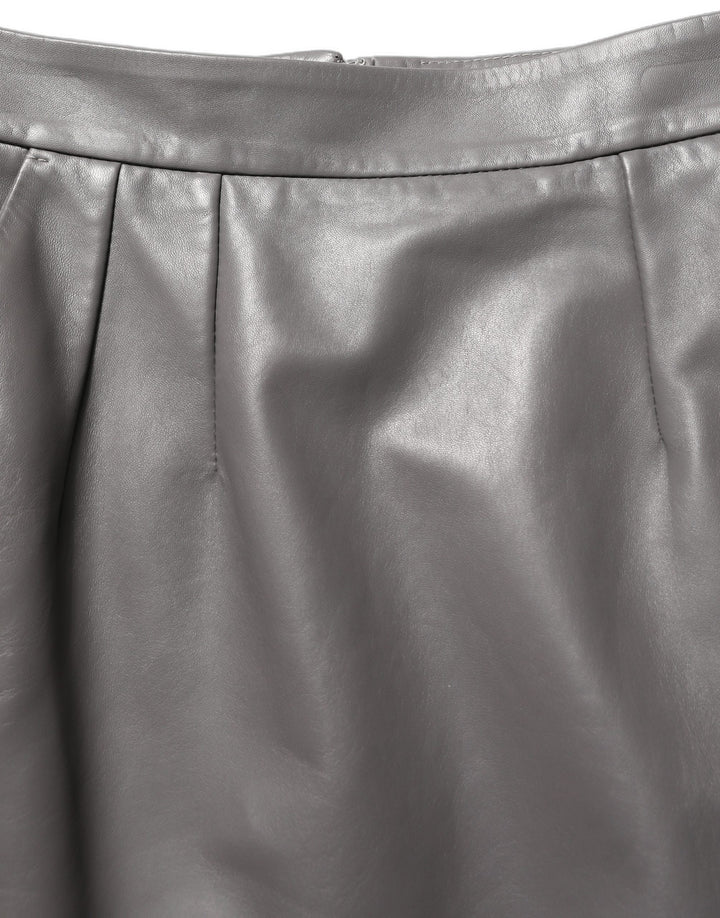 Women’s Dolce &amp; Gabbana Gray Leather High Waist Pencil Cut Midi Skirt