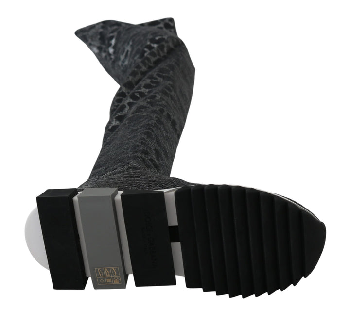 Women’s Dolce &amp; Gabbana Gray Leopard High Top Sneakers Booties Shoes
