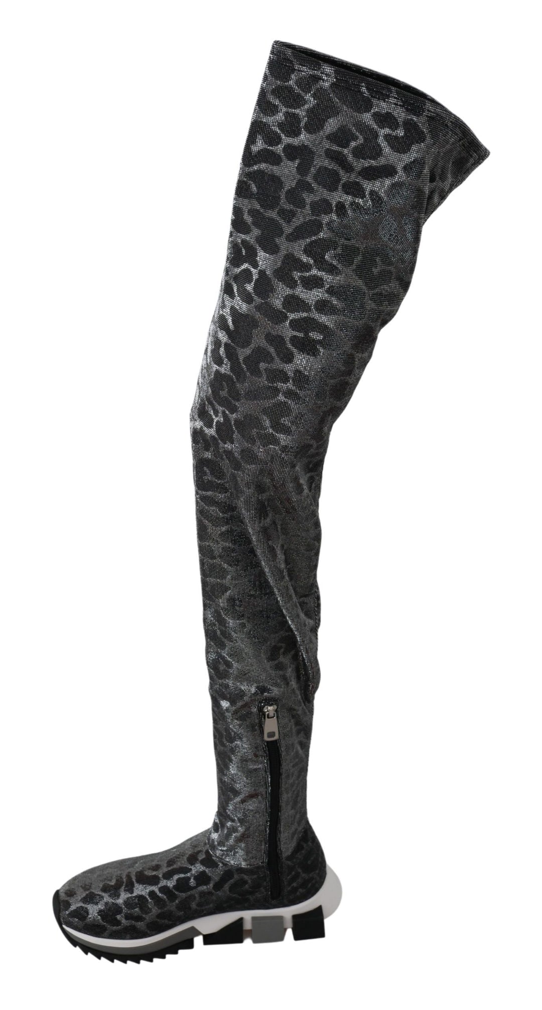 Women’s Dolce & Gabbana Gray Leopard High Top Sneakers Booties Shoes