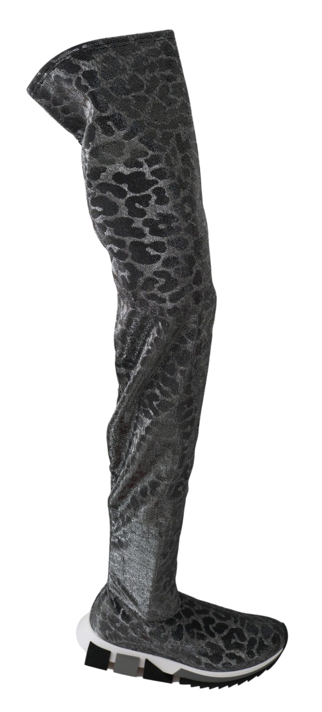 Women’s Dolce &amp; Gabbana Gray Leopard High Top Sneakers Booties Shoes