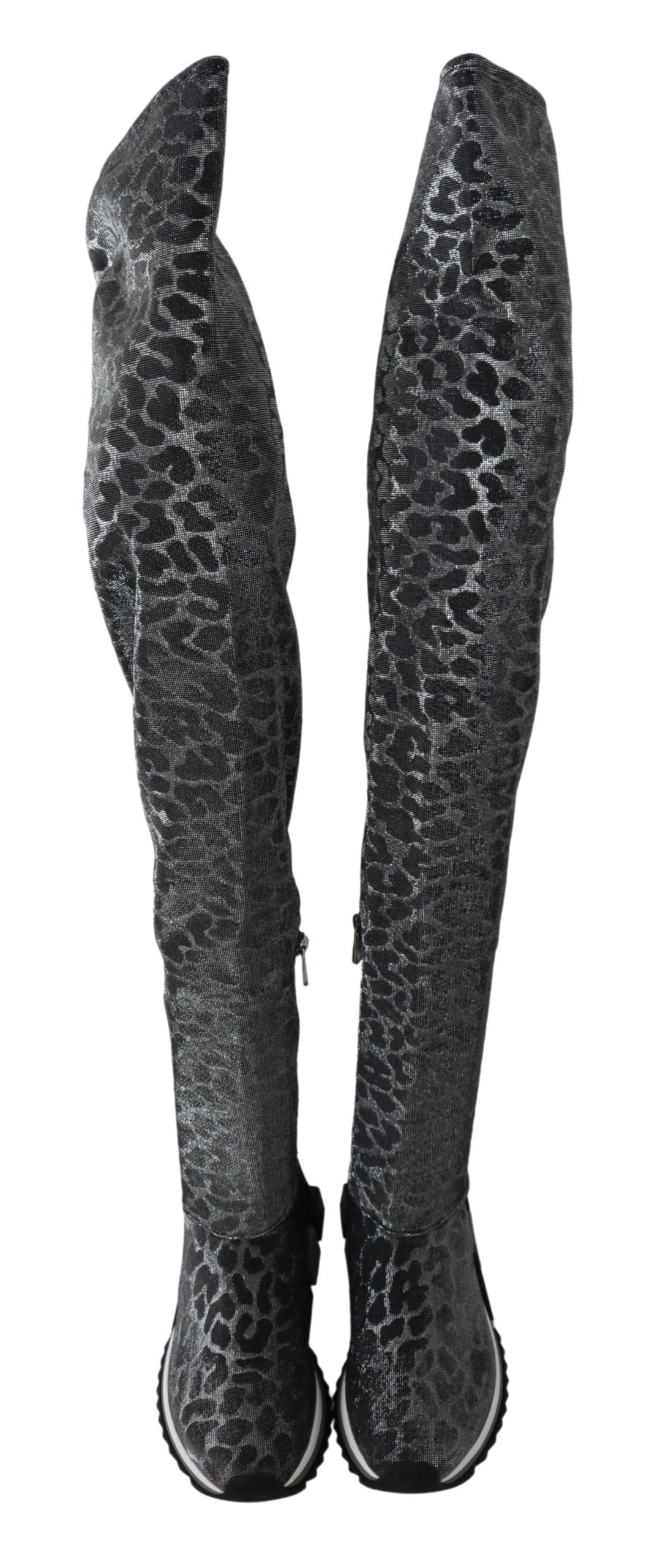 Women’s Dolce &amp; Gabbana Gray Leopard High Top Sneakers Booties Shoes