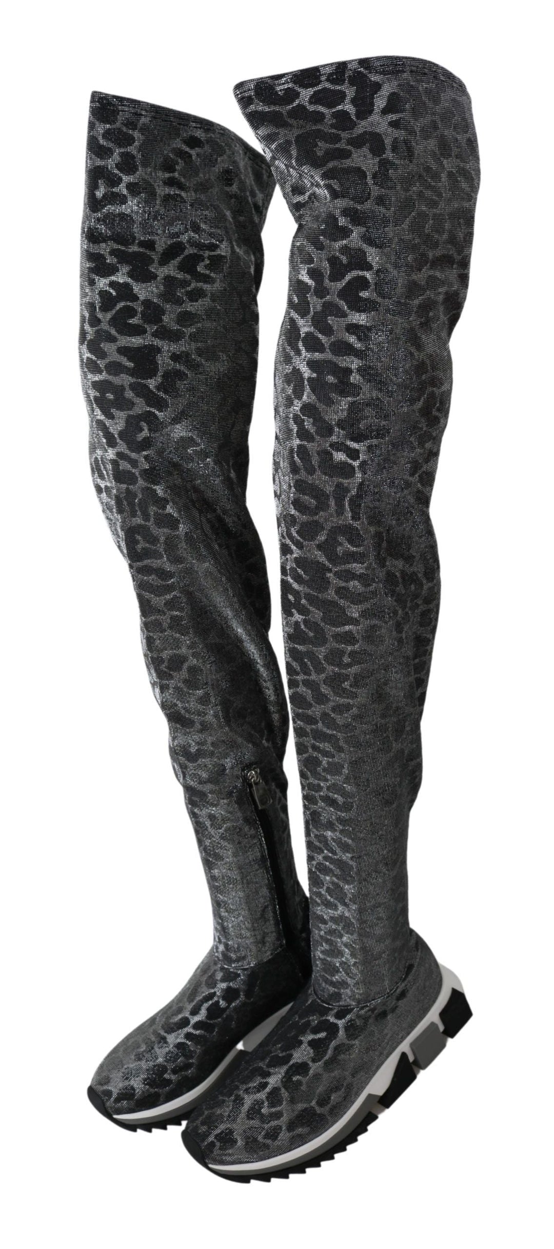 Women’s Dolce &amp; Gabbana Gray Leopard High Top Sneakers Booties Shoes