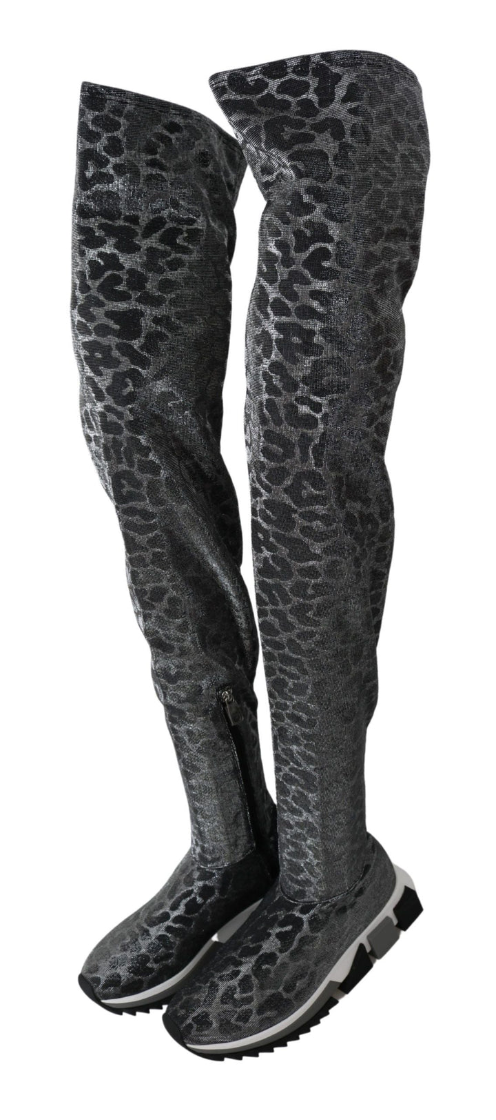 Women’s Dolce &amp; Gabbana Gray Leopard High Top Sneakers Booties Shoes