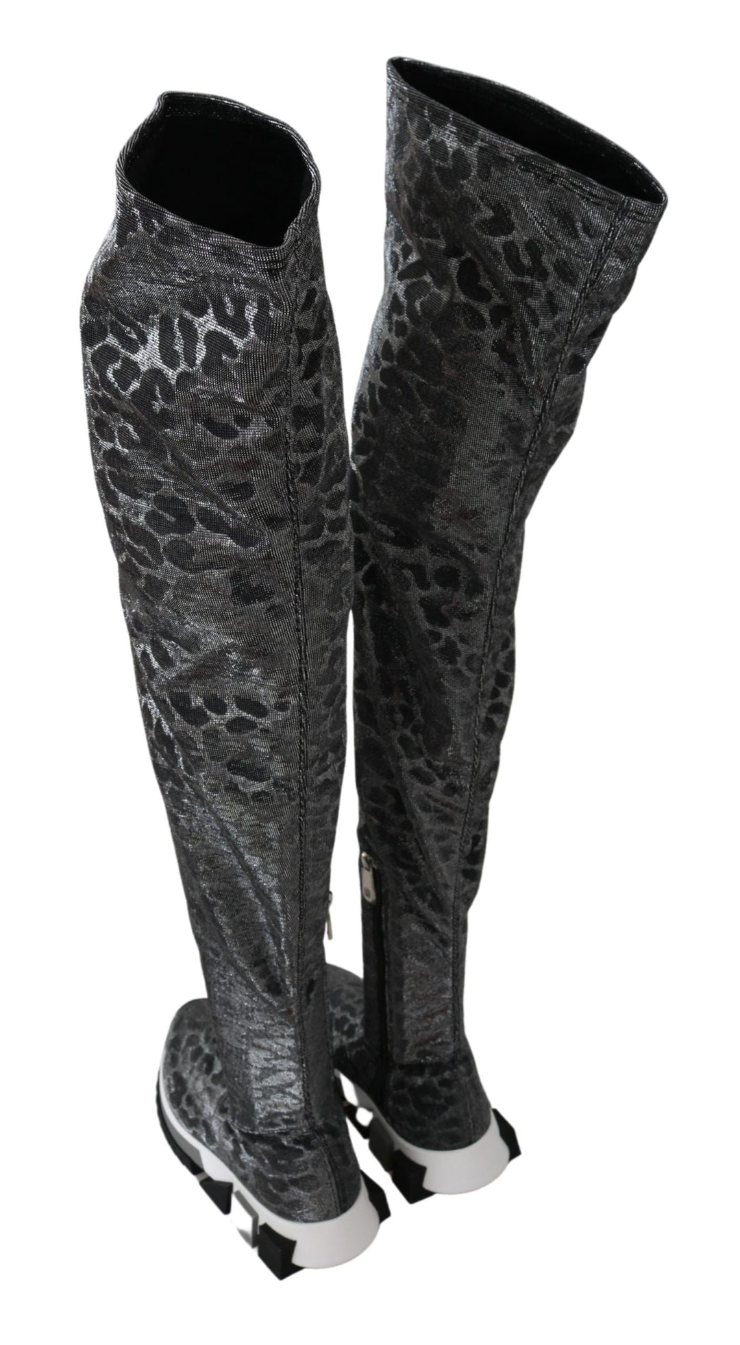 Women’s Dolce &amp; Gabbana Gray Leopard High Top Sneakers Booties Shoes