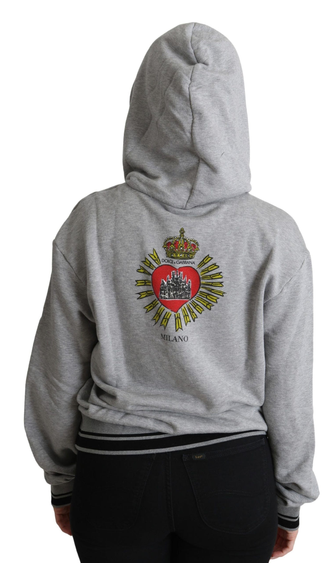 Women’s Dolce &amp; Gabbana Gray Printed Hooded Exclusive Logo Sweater