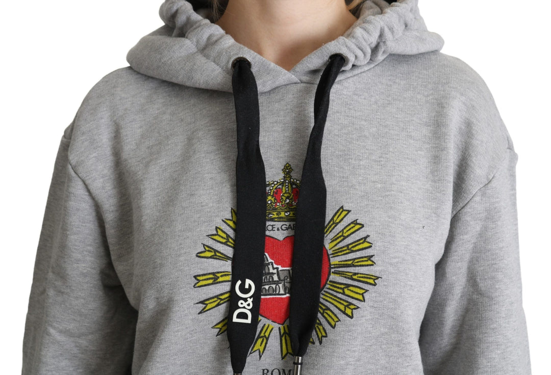 Women’s Dolce &amp; Gabbana Gray Printed Hooded Exclusive Logo Sweater