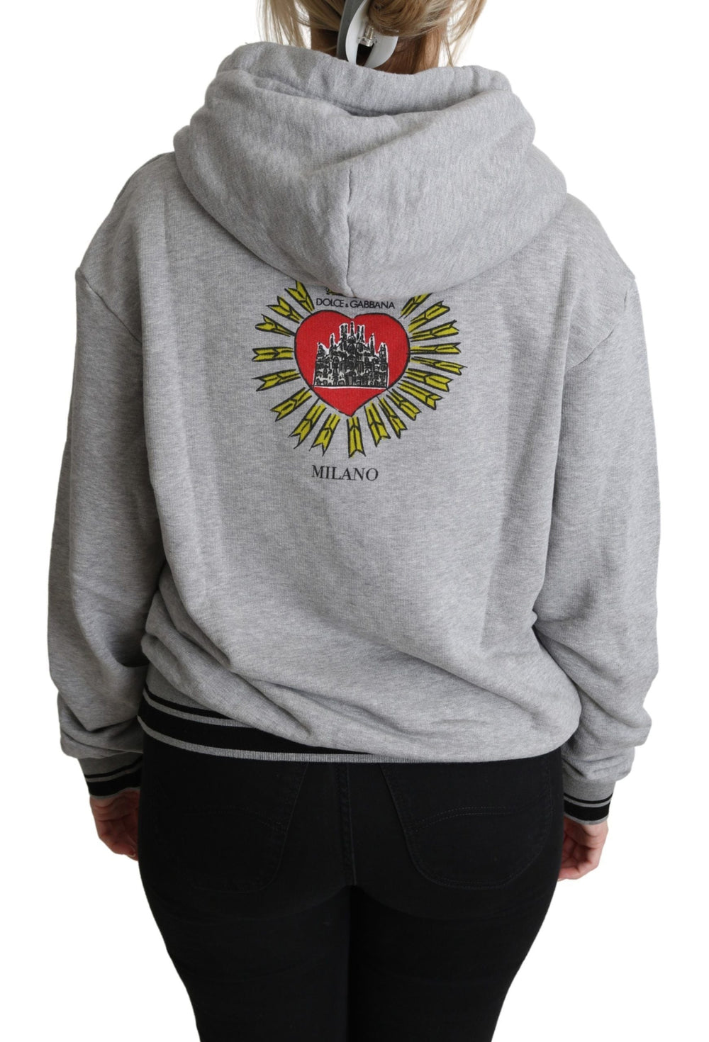 Women’s Dolce & Gabbana Gray Printed Hooded Exclusive Logo Sweater