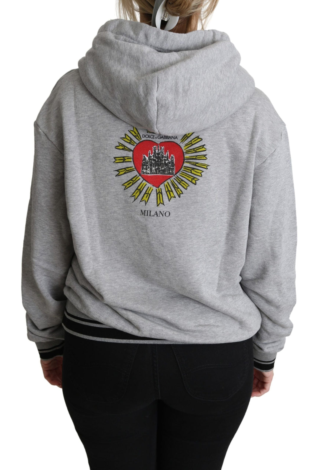 Women’s Dolce &amp; Gabbana Gray Printed Hooded Exclusive Logo Sweater