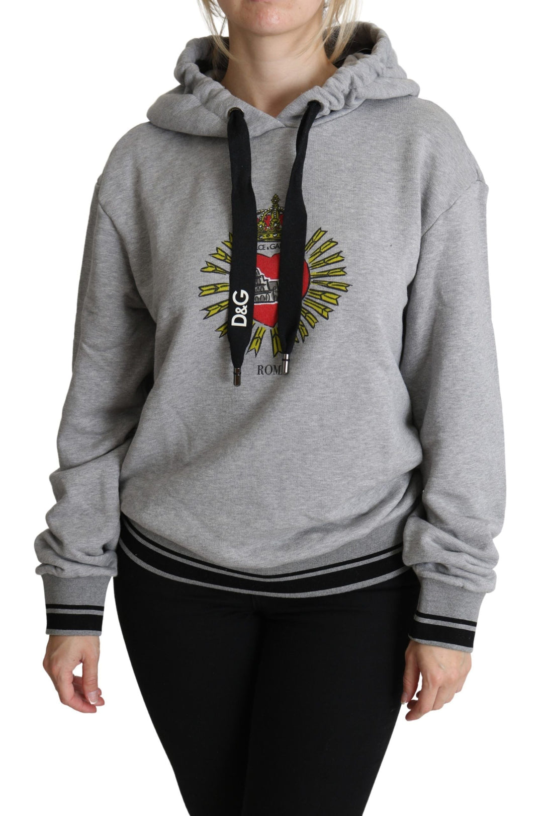 Women’s Dolce &amp; Gabbana Gray Printed Hooded Exclusive Logo Sweater