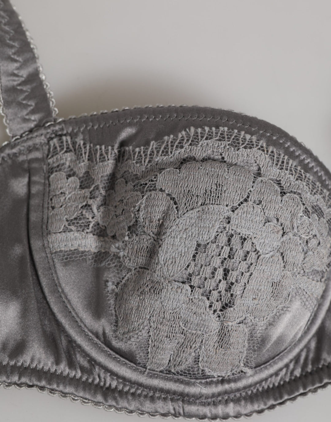 Women’s Dolce &amp; Gabbana Gray Silk Underwired Balconette Bra Underwear