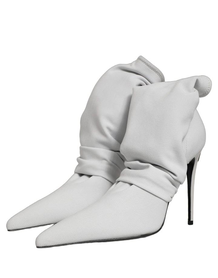 Women’s Dolce &amp; Gabbana Gray Stretch Socks Heels Ankle Boots Shoes