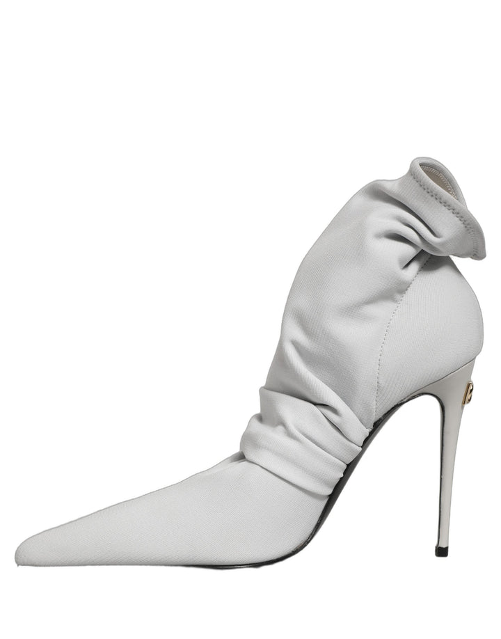 Women’s Dolce &amp; Gabbana Gray Stretch Socks Heels Ankle Boots Shoes