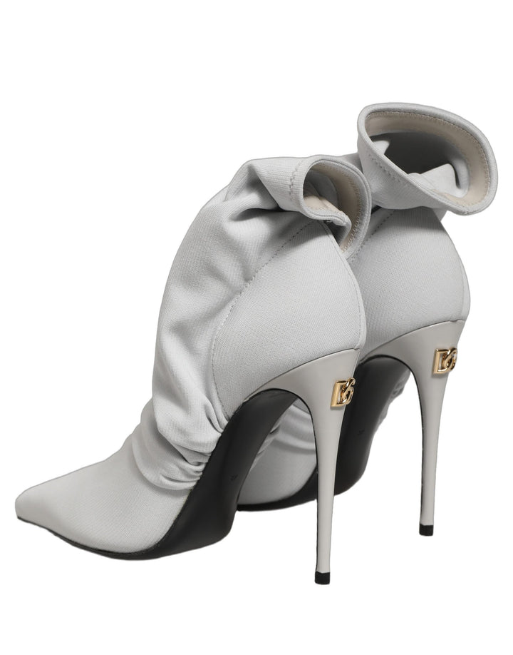 Women’s Dolce &amp; Gabbana Gray Stretch Socks Heels Ankle Boots Shoes