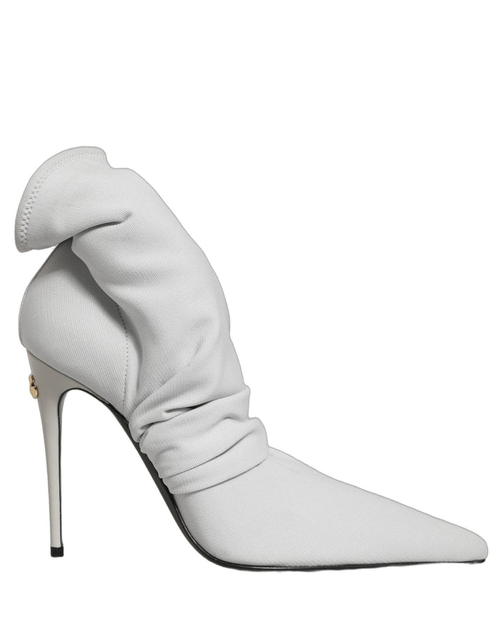 Women’s Dolce &amp; Gabbana Gray Stretch Socks Heels Ankle Boots Shoes