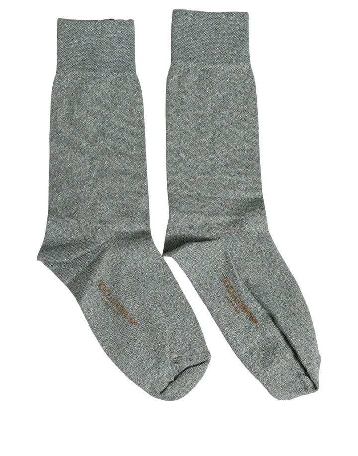 Women’s Dolce &amp; Gabbana Gray Viscose Logo Mid Calf Accessory Socks