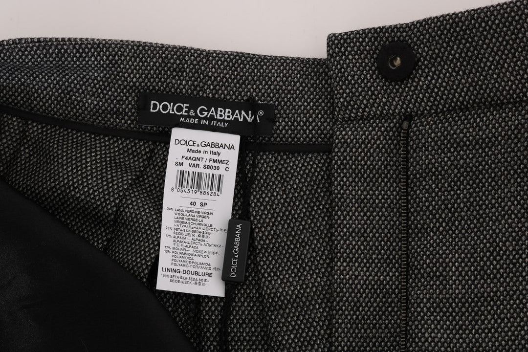 Dolce &amp; Gabbana Gray Wool High Waist Mini Shorts