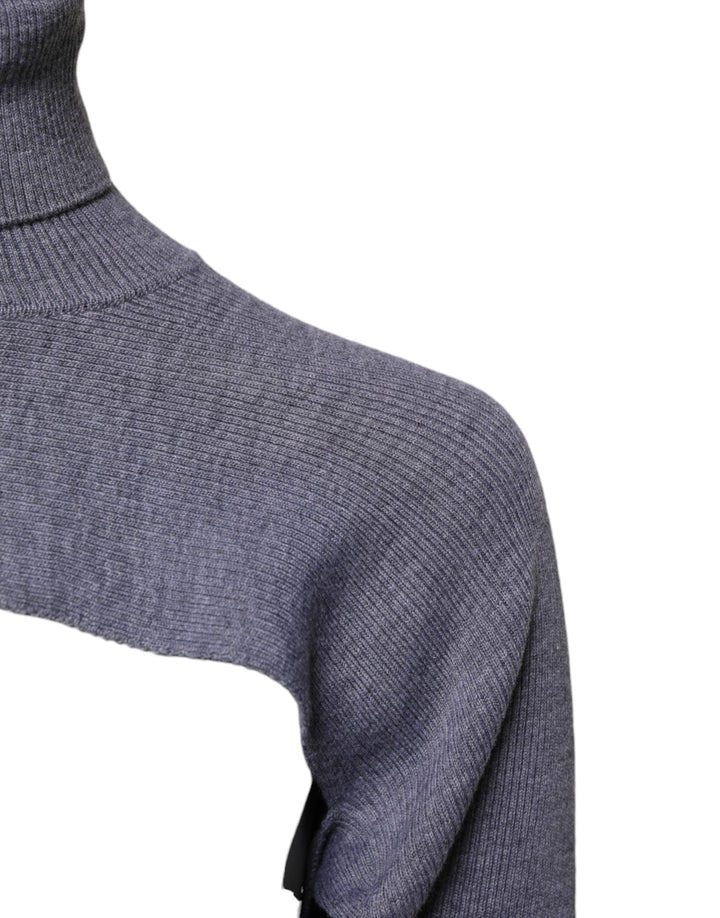Women’s Dolce &amp; Gabbana Gray Wool Knit Turtleneck Cropped Top Sweater