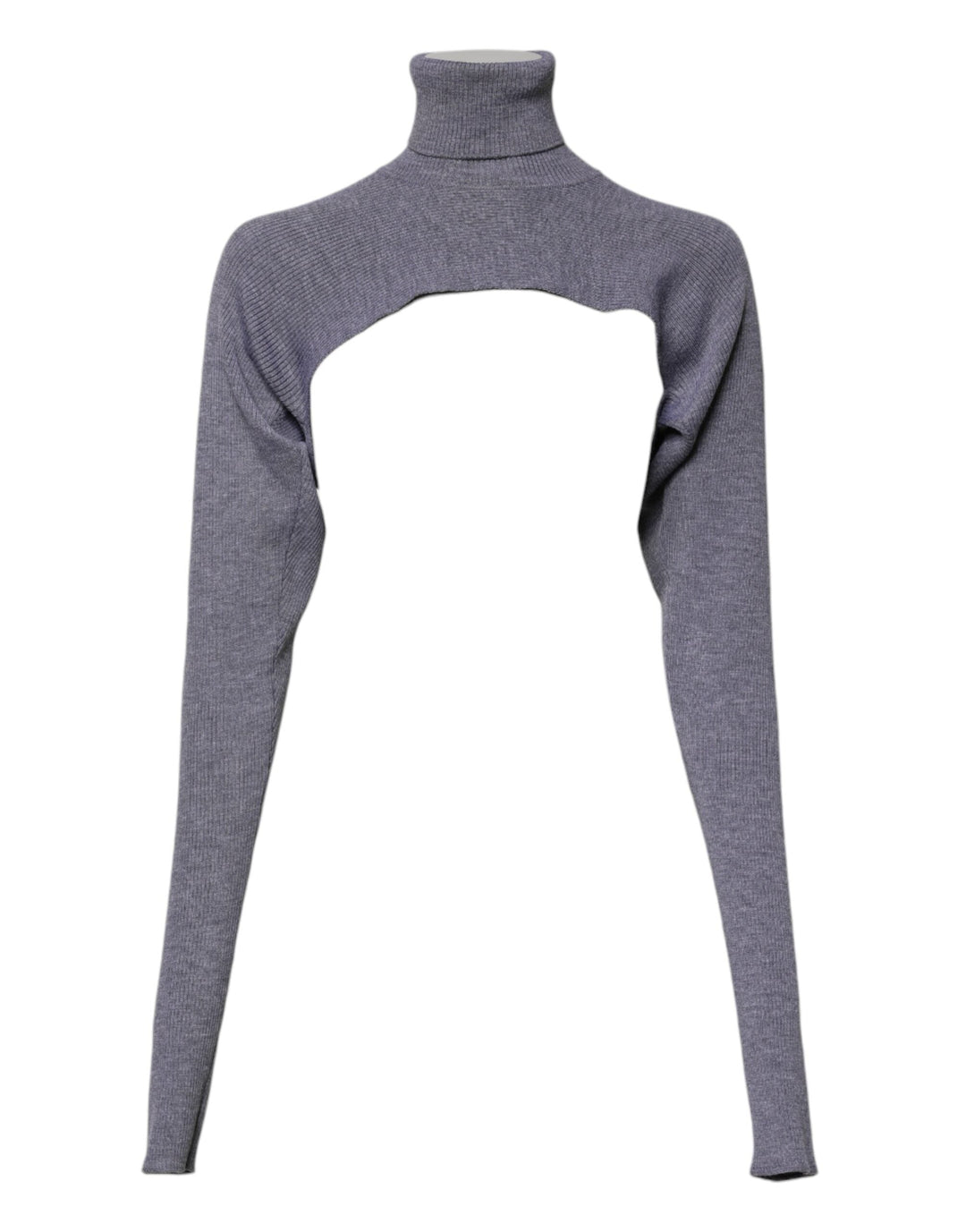 Women’s Dolce &amp; Gabbana Gray Wool Knit Turtleneck Cropped Top Sweater