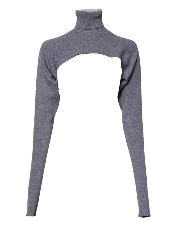 Women’s Dolce &amp; Gabbana Gray Wool Knit Turtleneck Cropped Top Sweater