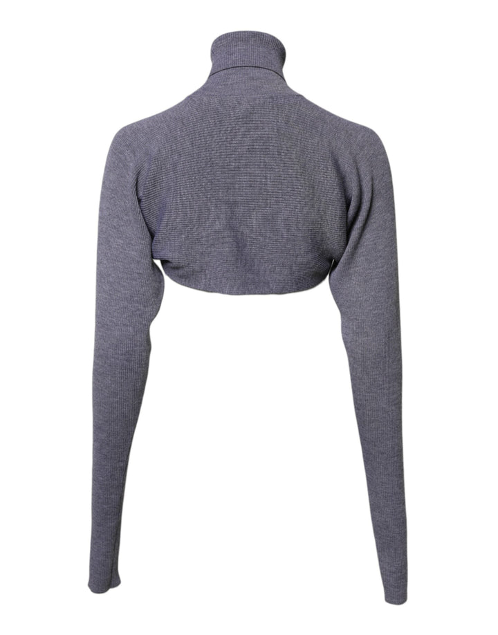 Women’s Dolce &amp; Gabbana Gray Wool Knit Turtleneck Cropped Top Sweater