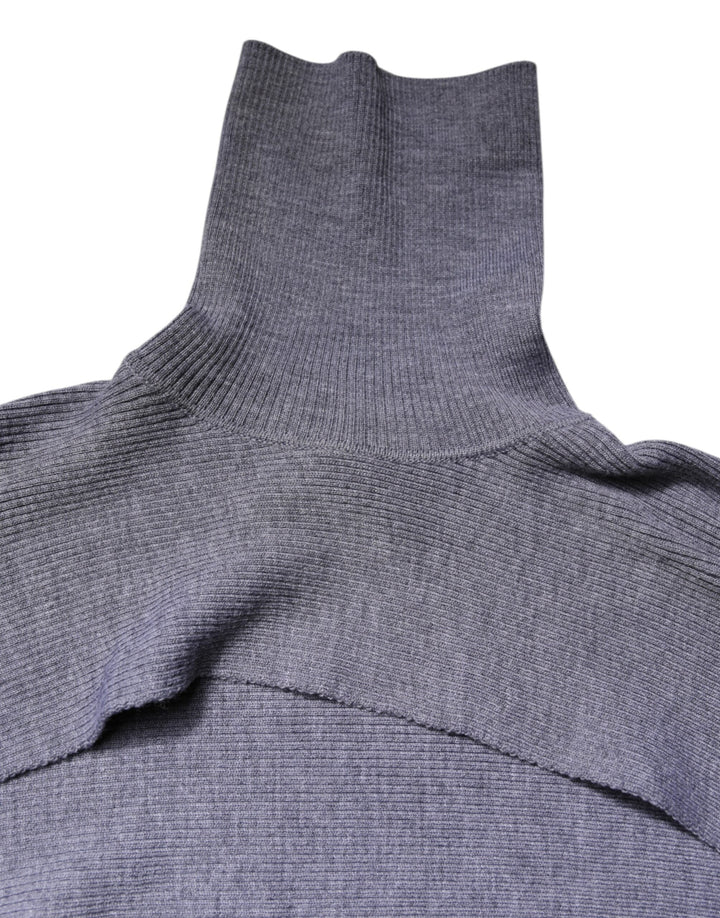 Women’s Dolce &amp; Gabbana Gray Wool Knit Turtleneck Cropped Top Sweater