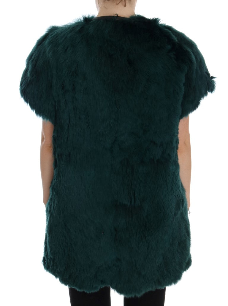Women’s Dolce &amp; Gabbana Green Alpaca Fur Vest Sleeveless Jacket