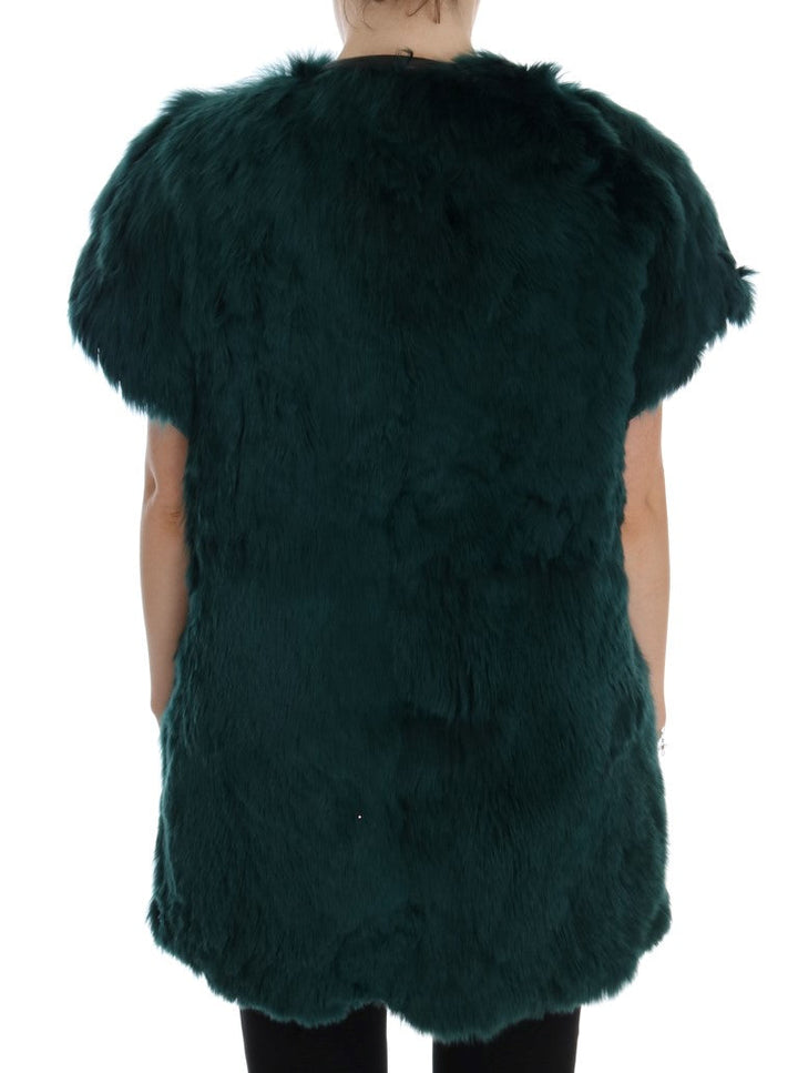 Women’s Dolce &amp; Gabbana Green Alpaca Fur Vest Sleeveless Jacket