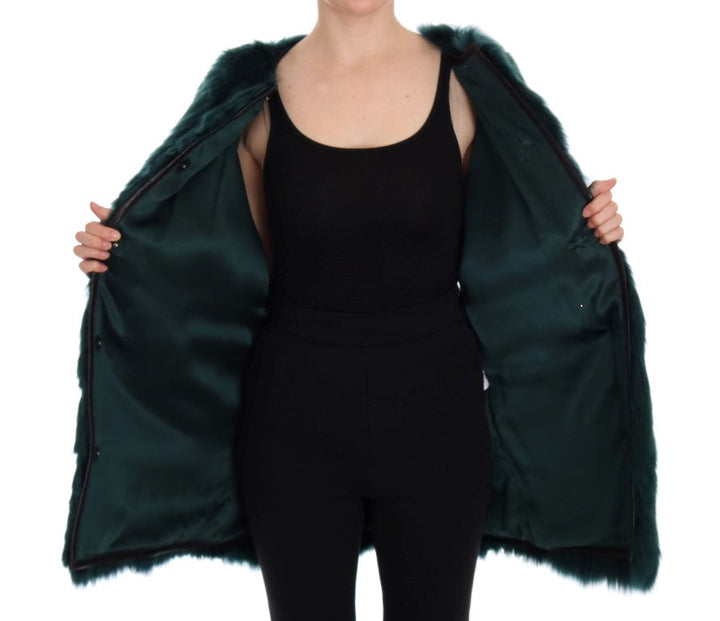 Women’s Dolce &amp; Gabbana Green Alpaca Fur Vest Sleeveless Jacket