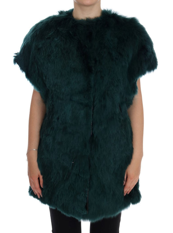 Women’s Dolce & Gabbana Green Alpaca Fur Vest Sleeveless Jacket