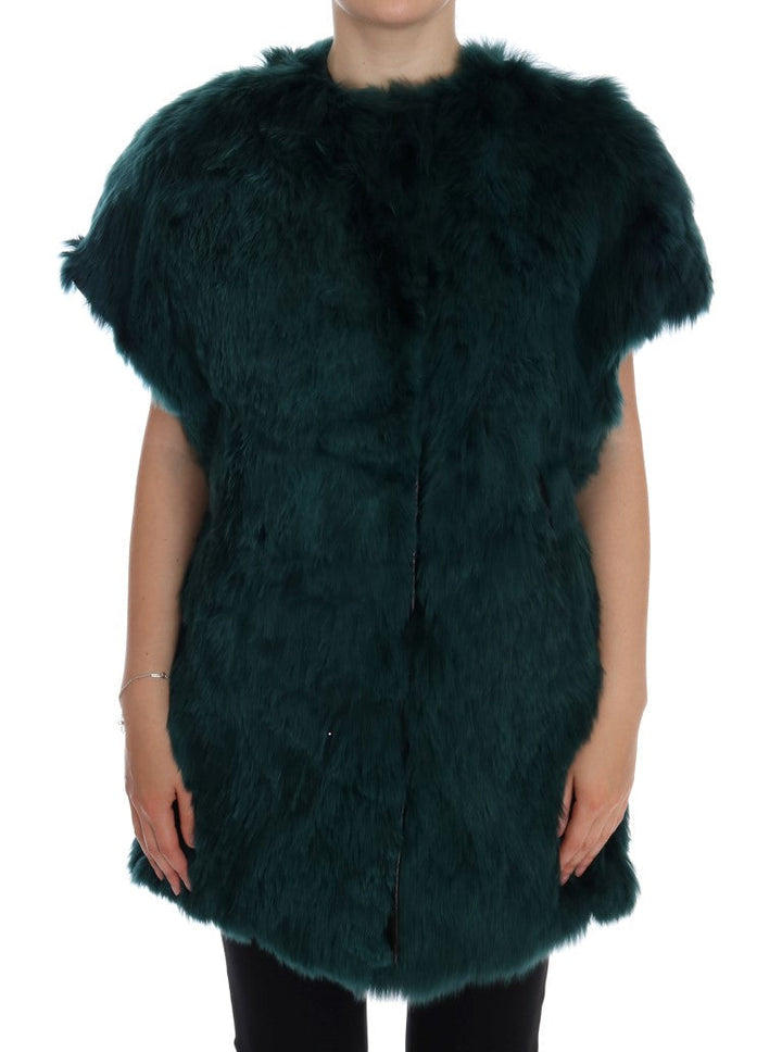 Women’s Dolce &amp; Gabbana Green Alpaca Fur Vest Sleeveless Jacket