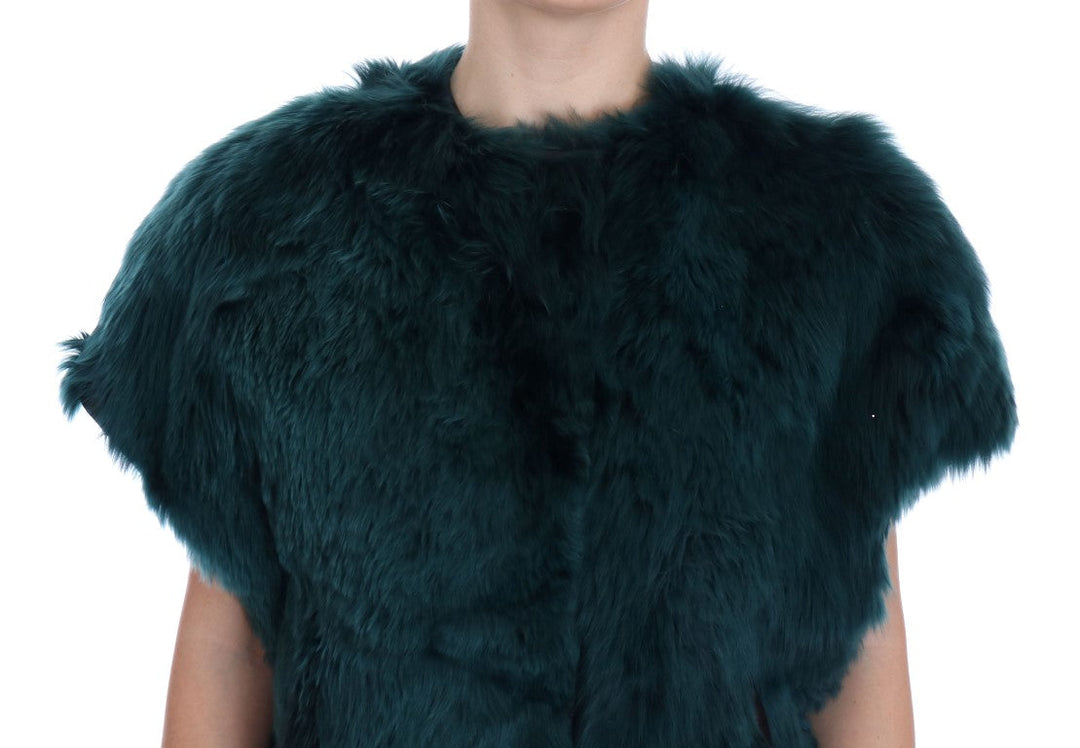 Women’s Dolce &amp; Gabbana Green Alpaca Fur Vest Sleeveless Jacket