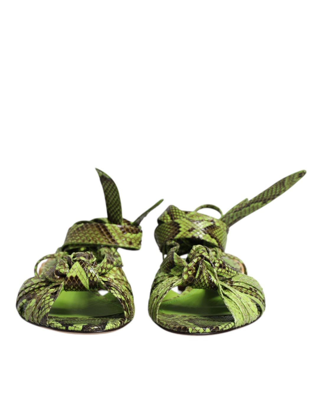 Women’s Dolce &amp; Gabbana Green Animal Print Ankle Wrap Sandals Shoes