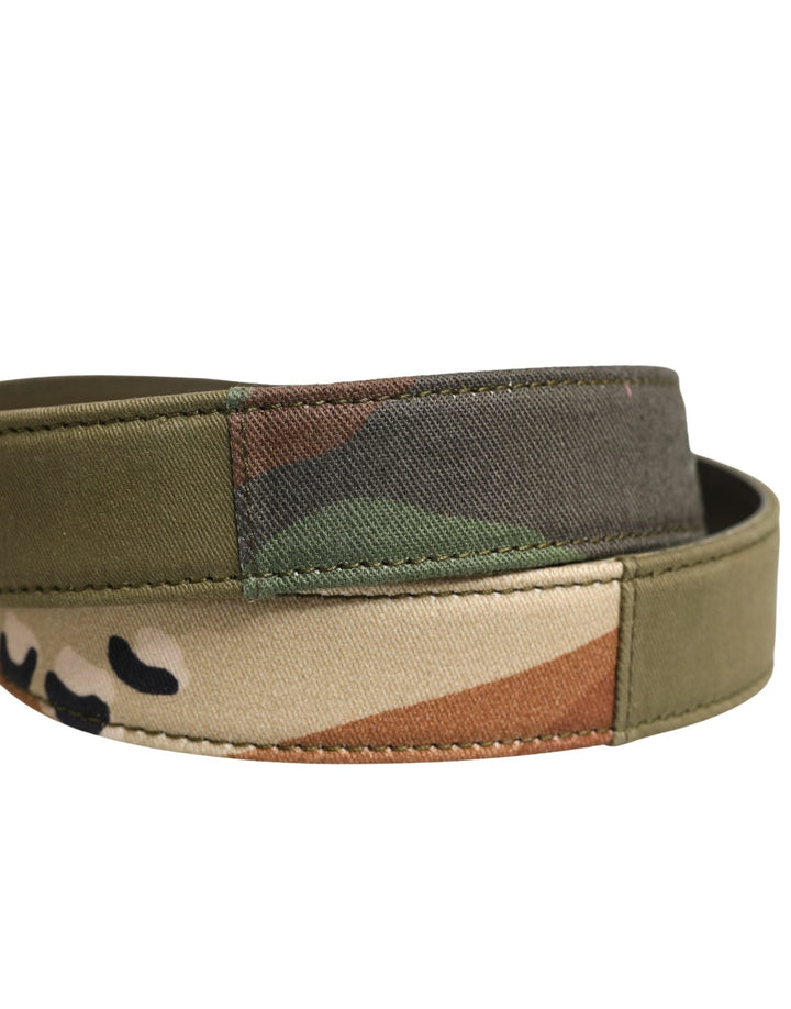 Women’s Dolce &amp; Gabbana Green Camouflage Devotion Metal Buckle Belt