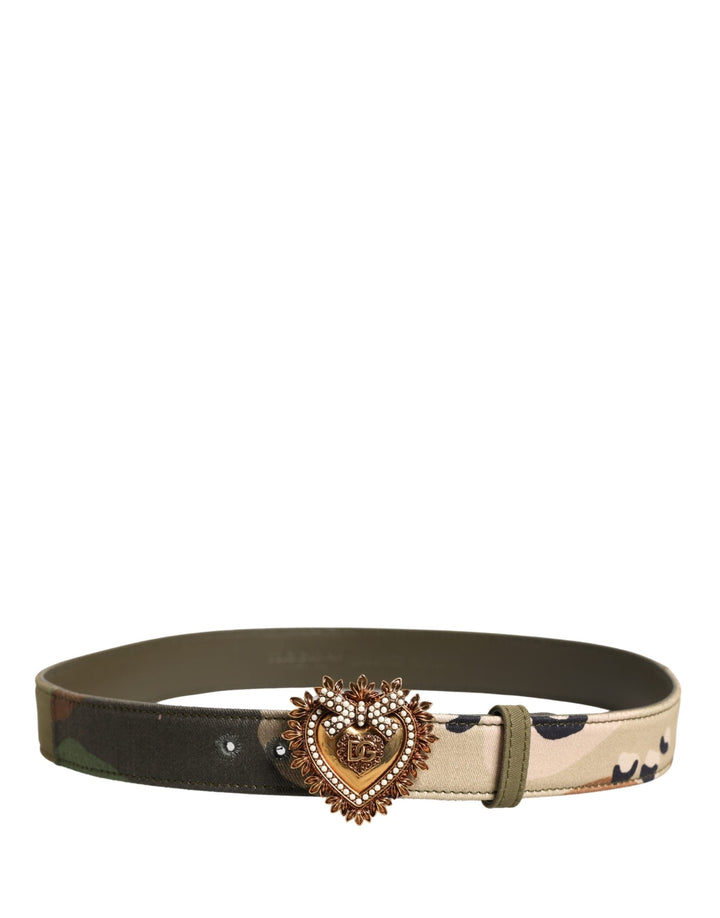 Women’s Dolce &amp; Gabbana Green Camouflage Devotion Metal Buckle Belt