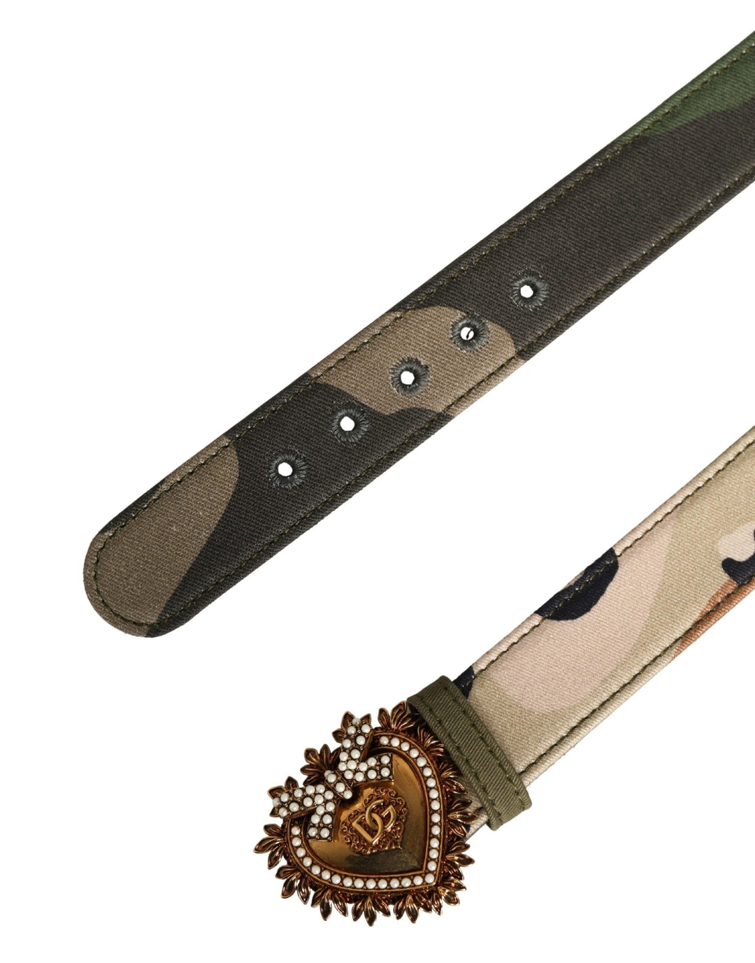 Women’s Dolce &amp; Gabbana Green Camouflage Devotion Metal Buckle Belt