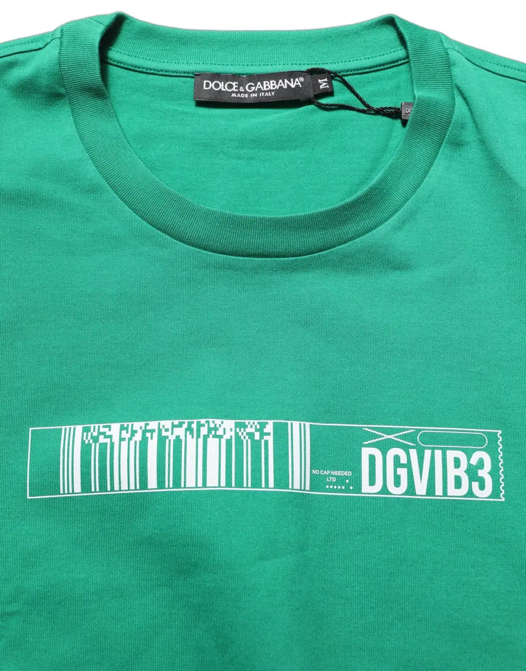 Women’s Dolce &amp; Gabbana Green Cotton Dgvib3 Print Crew Neck T-shirt