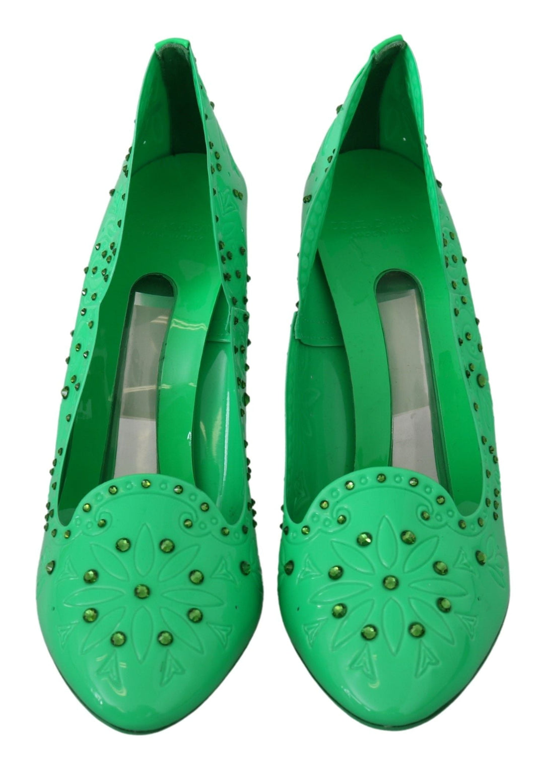 Women’s Dolce &amp; Gabbana Green Crystal Floral Heels Cinderella Shoes