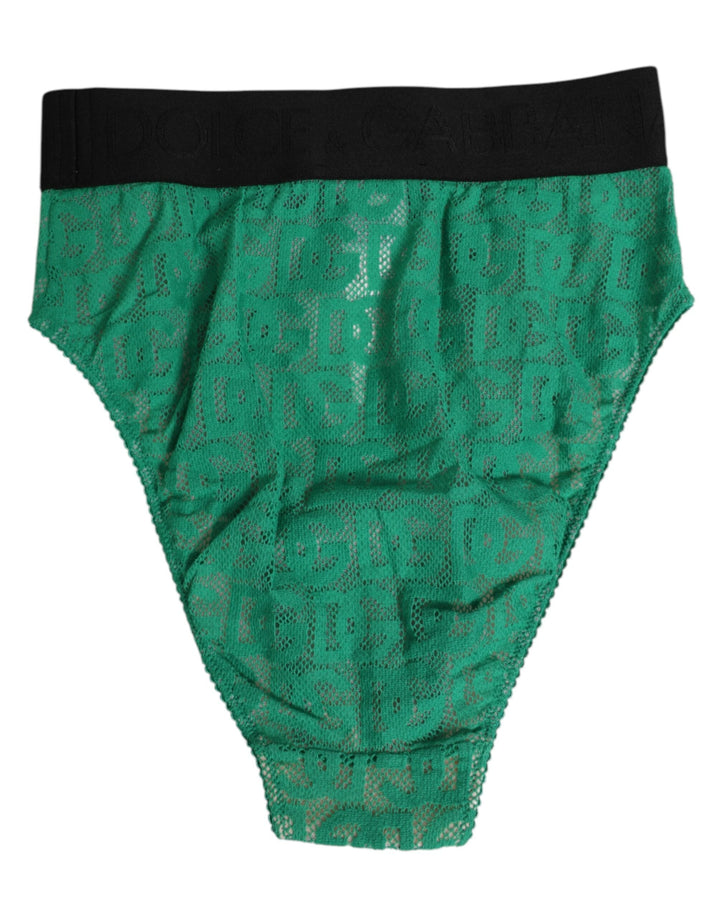 Women’s Dolce &amp; Gabbana Green Dg Logo Lace High Brief Panty Underwear