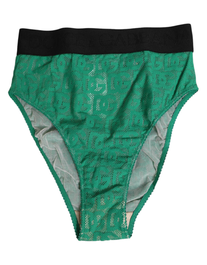Women’s Dolce &amp; Gabbana Green Dg Logo Lace High Brief Panty Underwear