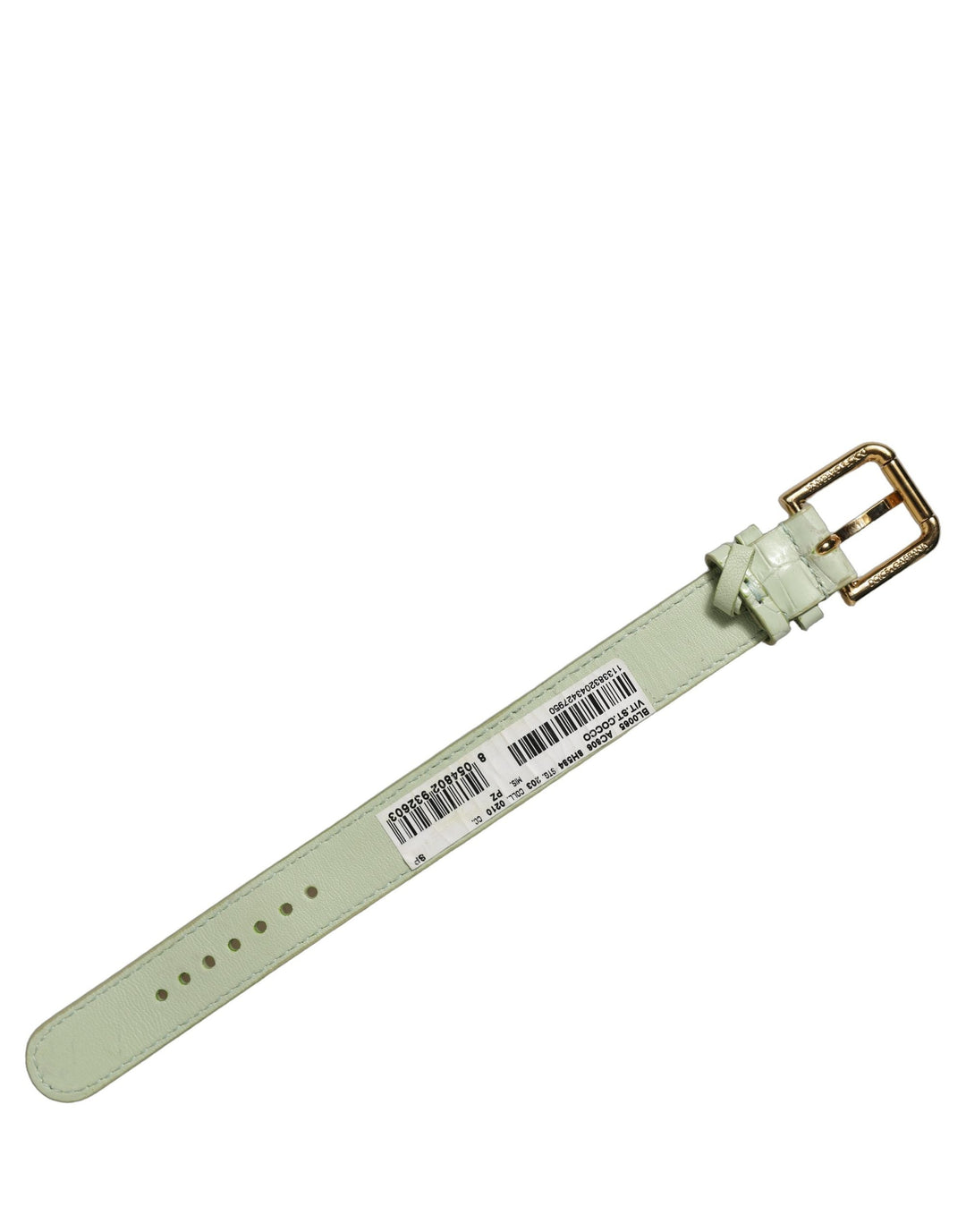 Women’s Dolce &amp; Gabbana Green Embossed Leather Gold Buckle Belt Strap Bracelet