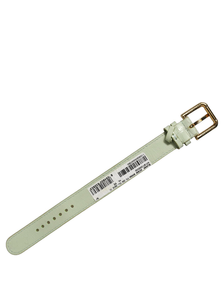 Women’s Dolce &amp; Gabbana Green Embossed Leather Gold Buckle Belt Strap Bracelet