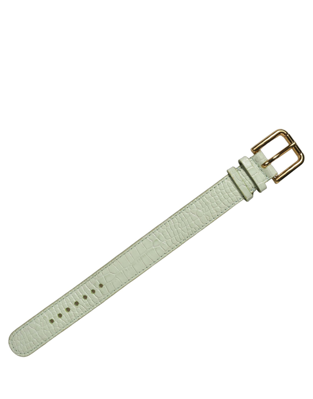 Women’s Dolce &amp; Gabbana Green Embossed Leather Gold Buckle Belt Strap Bracelet