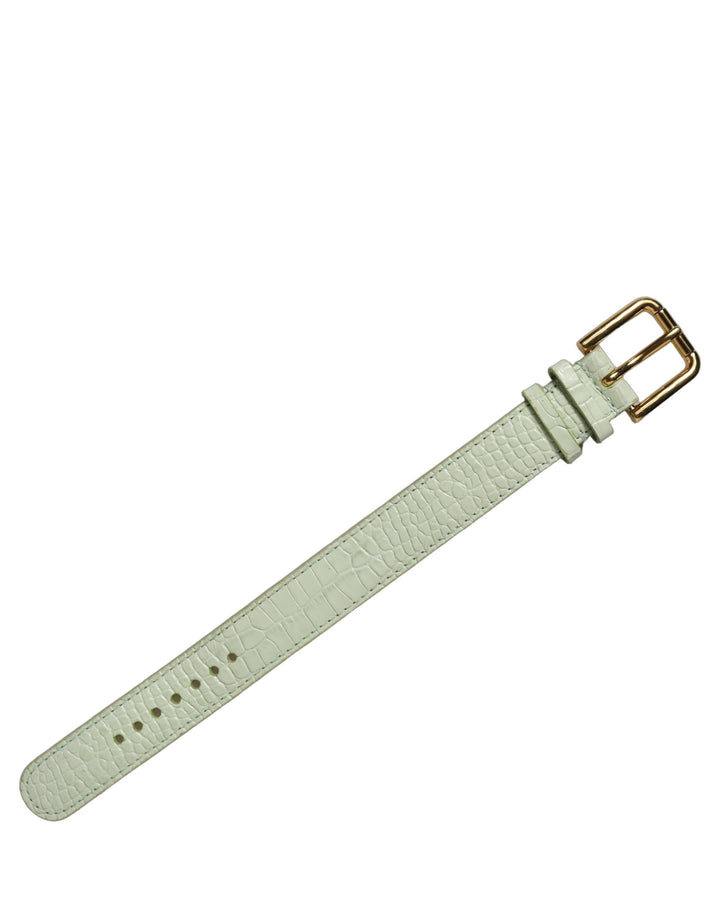 Women’s Dolce &amp; Gabbana Green Embossed Leather Gold Buckle Belt Strap Bracelet