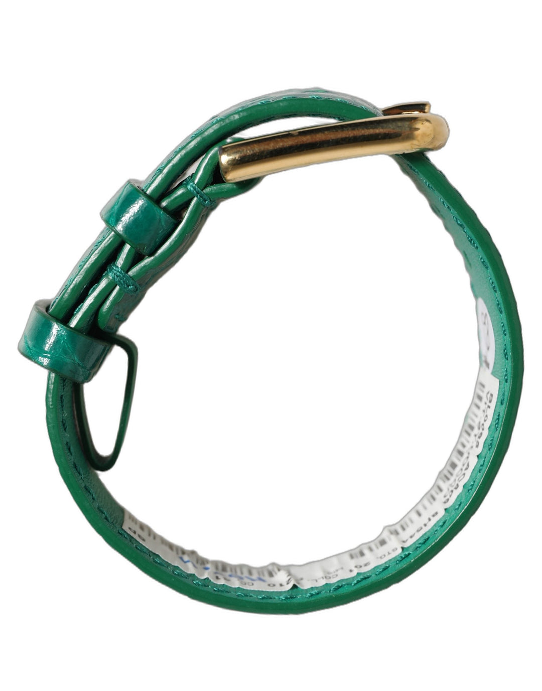 Women’s Dolce &amp; Gabbana Green Embossed Leather Gold Buckle Belt Strap Bracelet