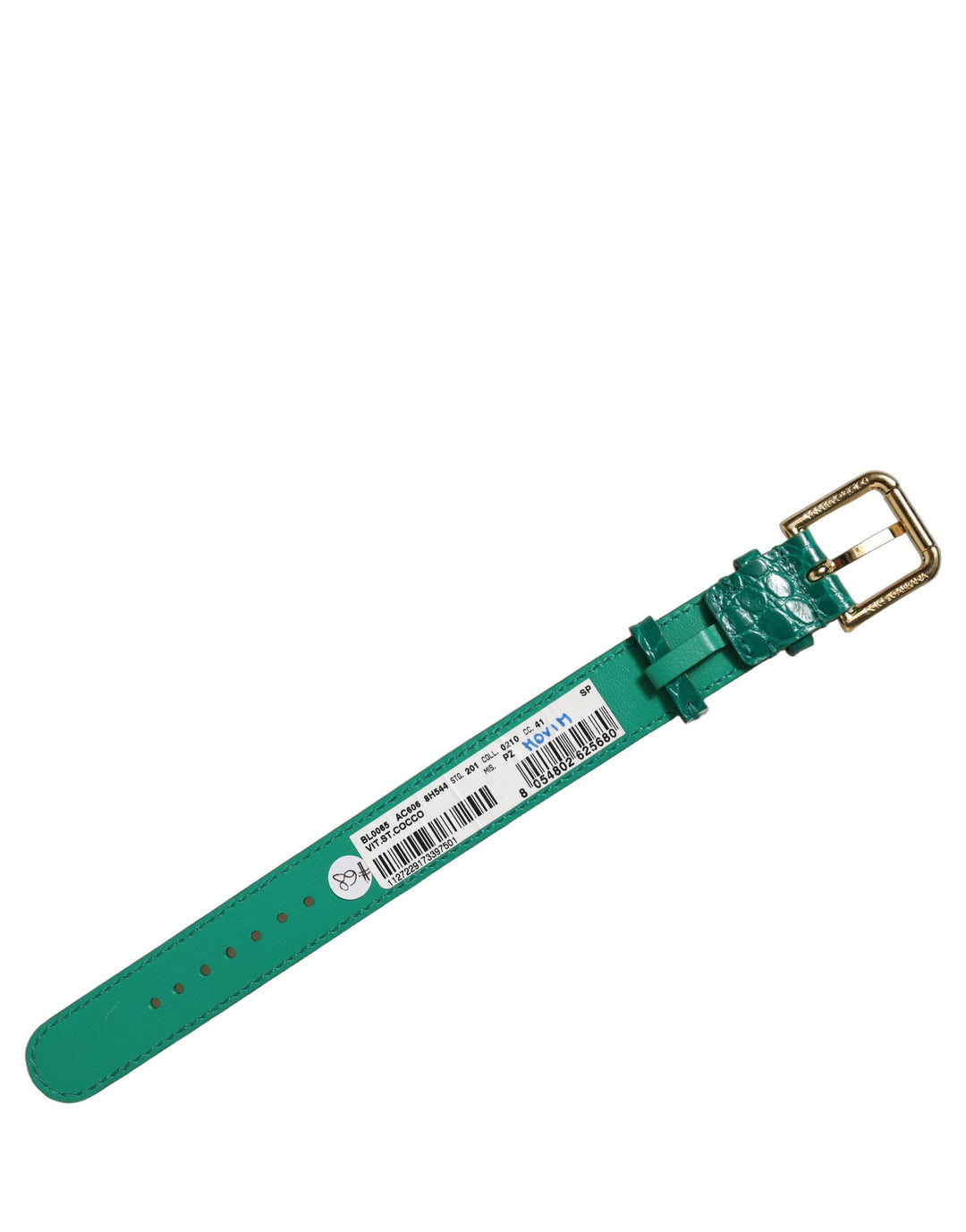 Women’s Dolce &amp; Gabbana Green Embossed Leather Gold Buckle Belt Strap Bracelet