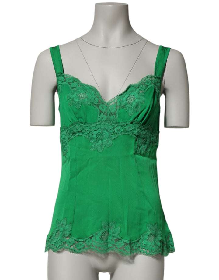 Women’s Dolce &amp; Gabbana Green Floral Lace Tank Lingerie Top Underwear