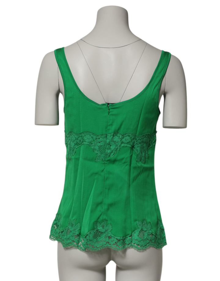 Women’s Dolce &amp; Gabbana Green Floral Lace Tank Lingerie Top Underwear