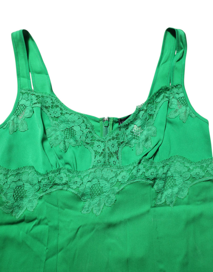 Women’s Dolce &amp; Gabbana Green Floral Lace Tank Lingerie Top Underwear
