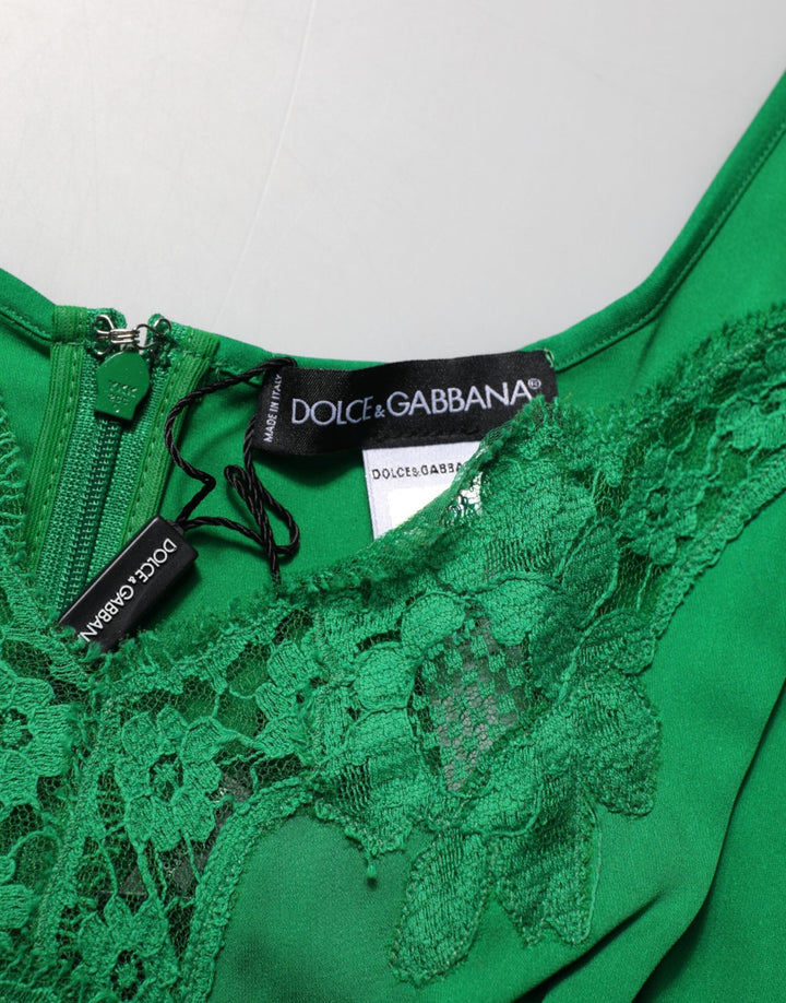 Women’s Dolce &amp; Gabbana Green Floral Lace Tank Lingerie Top Underwear